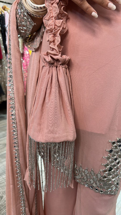 Mohinoor pink Mirror Designer suit