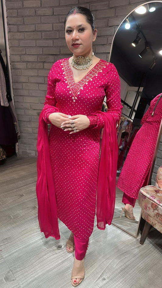 Neelima Hot Pink Designer suit