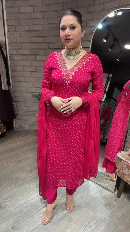 Neelima Hot Pink Designer suit