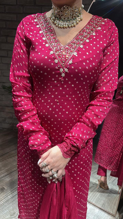 Neelima Hot Pink Designer suit