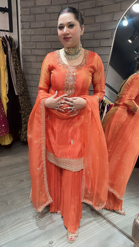 Hazel Rust Sharara Designer suit
