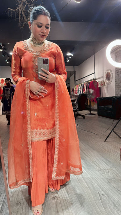 Hazel Rust Sharara Designer suit