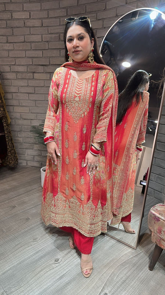 Dahleez Rust Designer suit