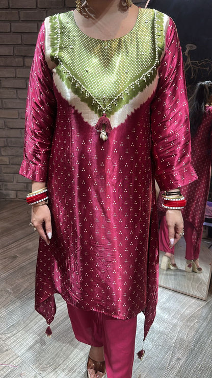 Vivah mahroon Green Tunic Set