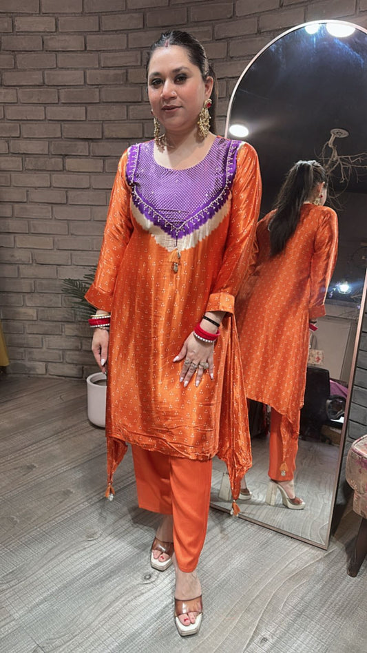 Vivah Rust Purple Tunic Set