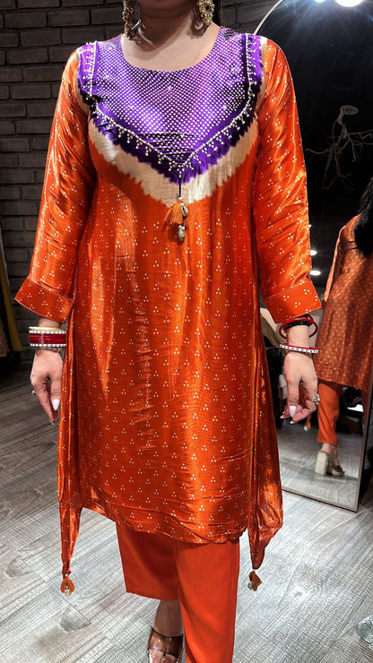 Vivah Rust Purple Tunic Set