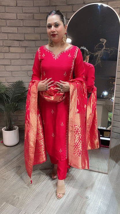 Mohabbatein Red Dupatta Suit