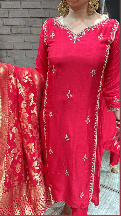 Mohabbatein Red Dupatta Suit