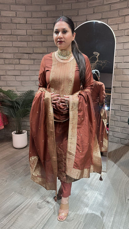 Boho Coffee Dupatta Suit