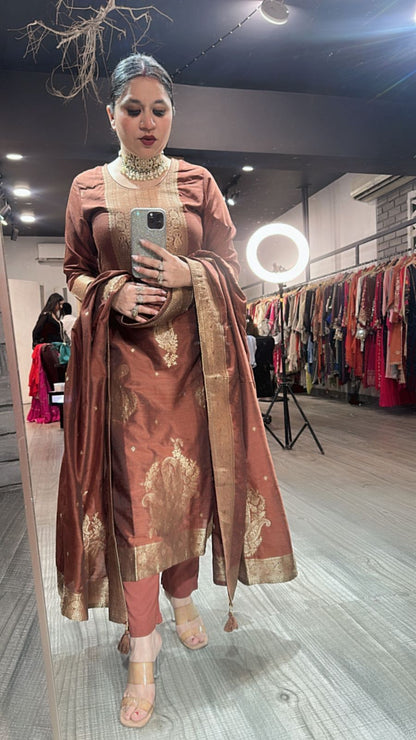 Boho Coffee Dupatta Suit