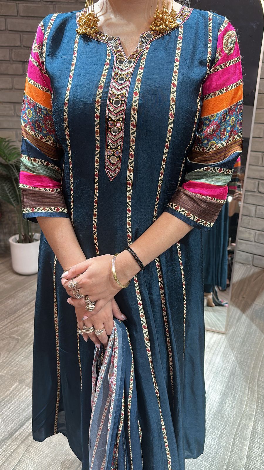 Kwalli Teal Blue Anarkali Suit