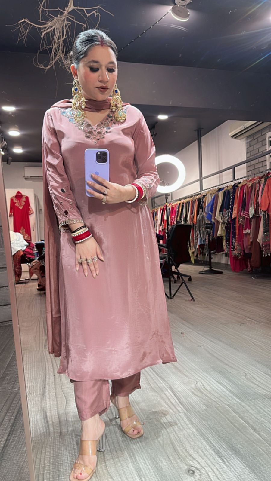 Bukhara mirror work A-line Suit