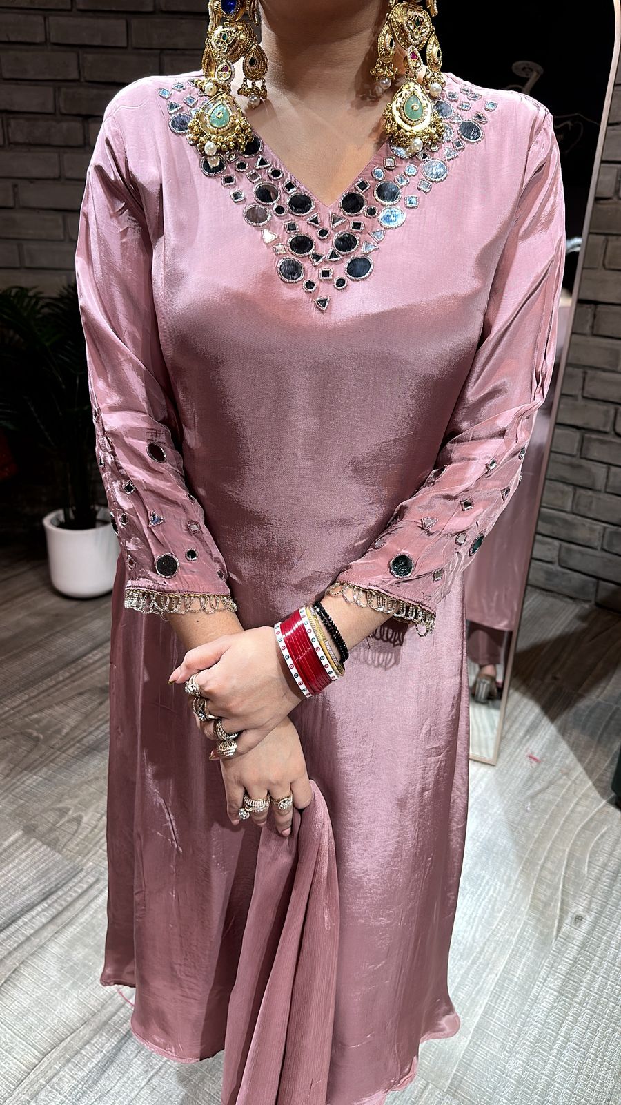 Bukhara mirror work A-line Suit