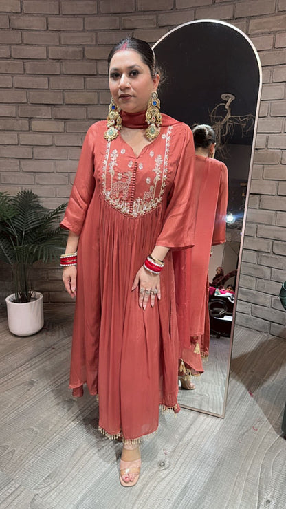 Hiran Embroidered A-line Suit