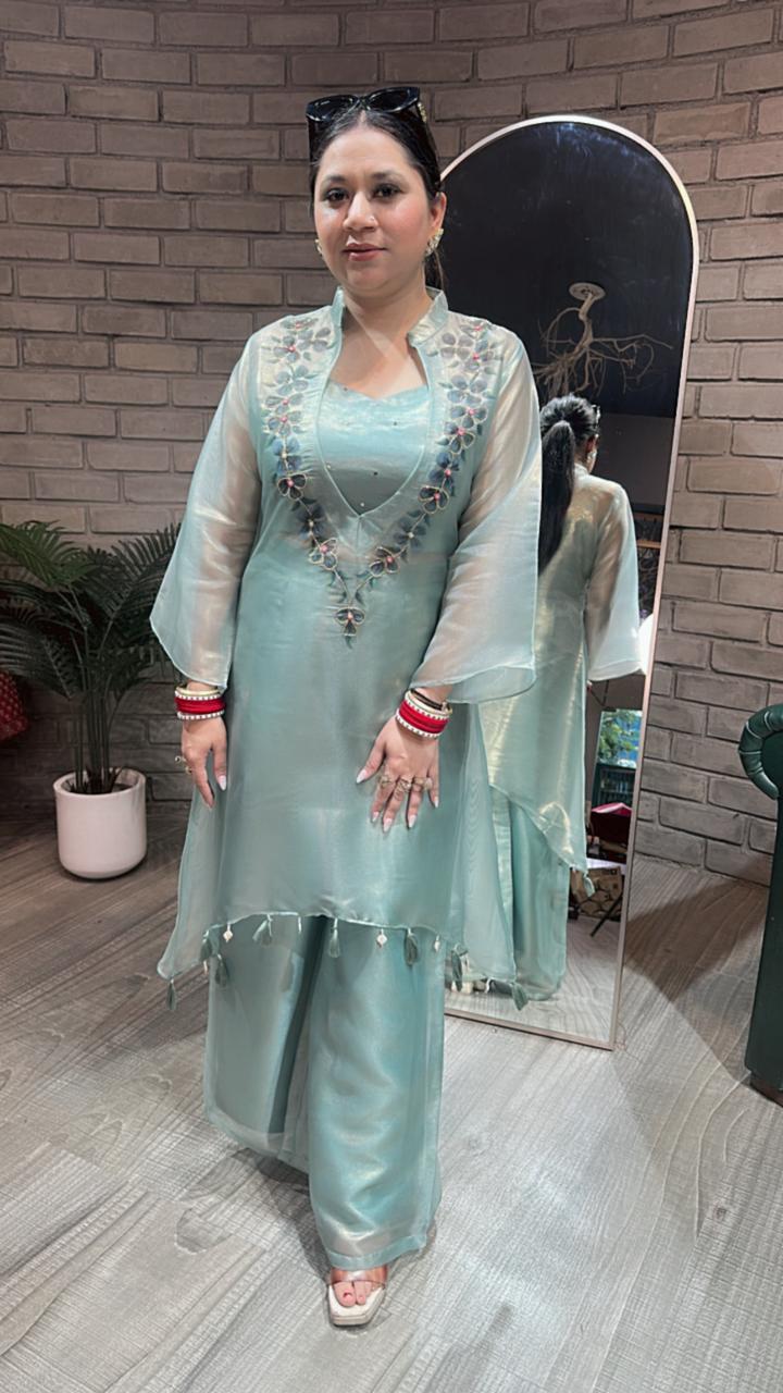 Dhadak Sea Green 3pc Katdana Cordset