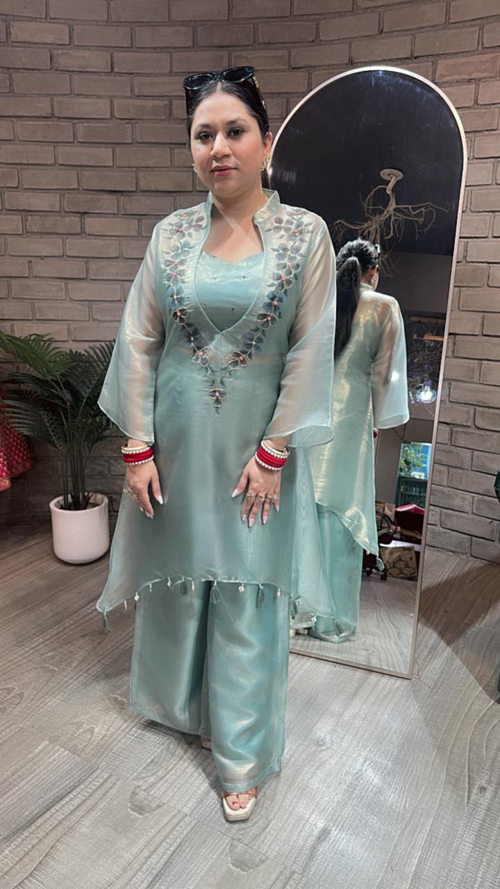 Dhadak Sea Green 3pc Katdana Cordset