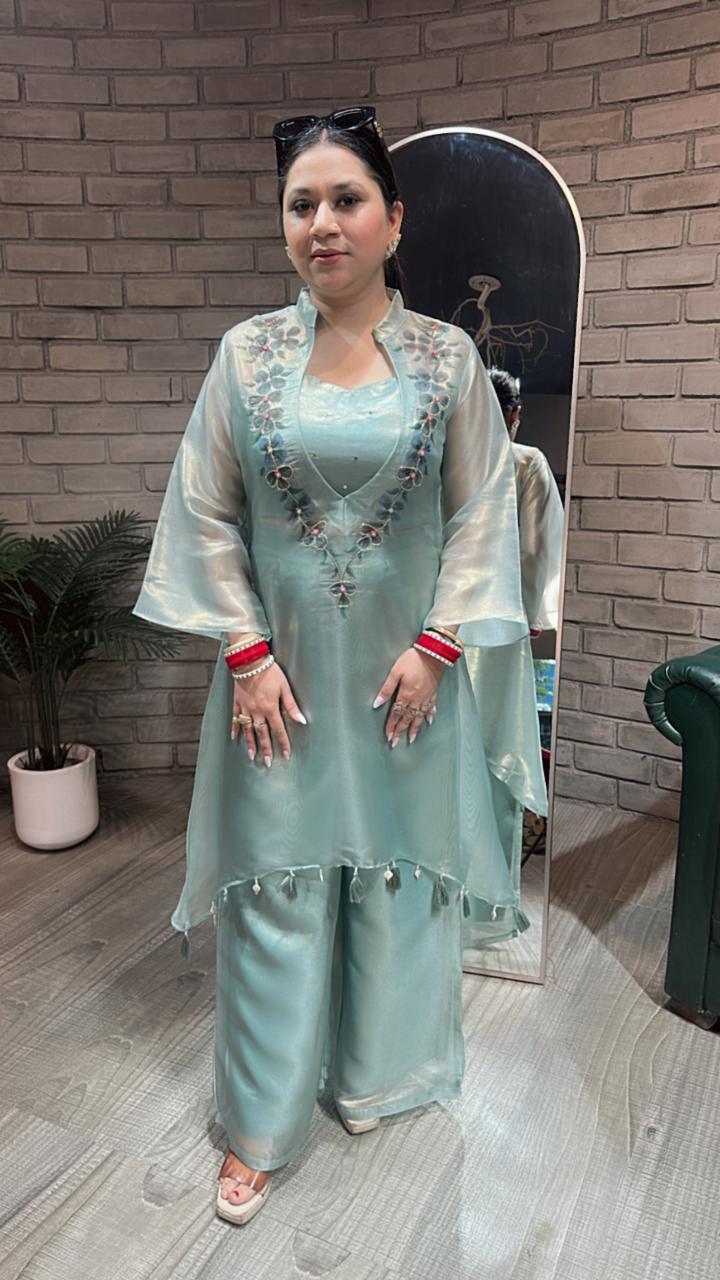 Dhadak Sea Green 3pc Katdana Cordset