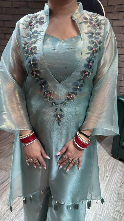 Dhadak Sea Green 3pc Katdana Cordset
