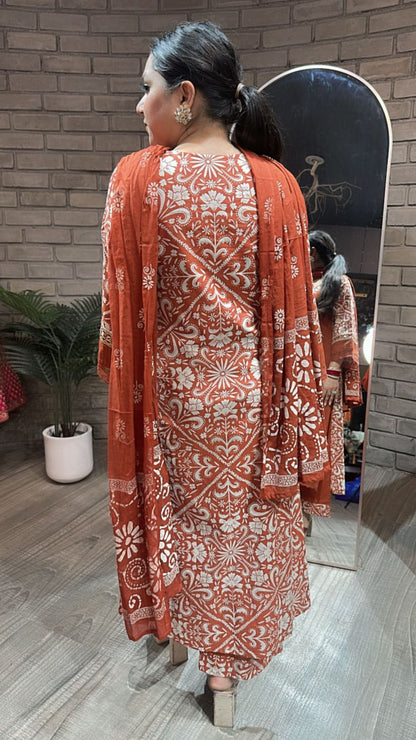 Kashish Rust Designer Cotton suit