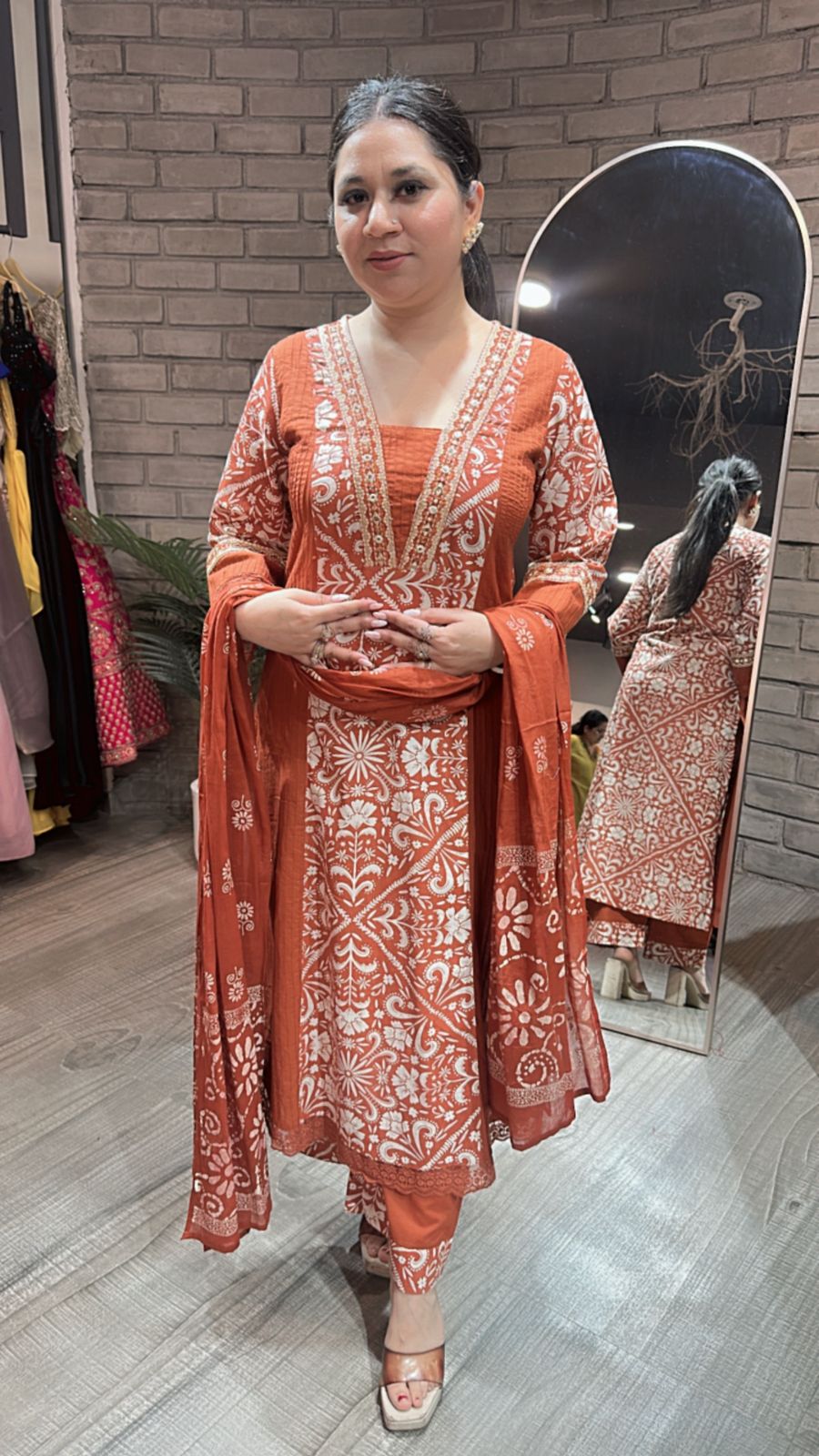 Kashish Rust Designer Cotton suit