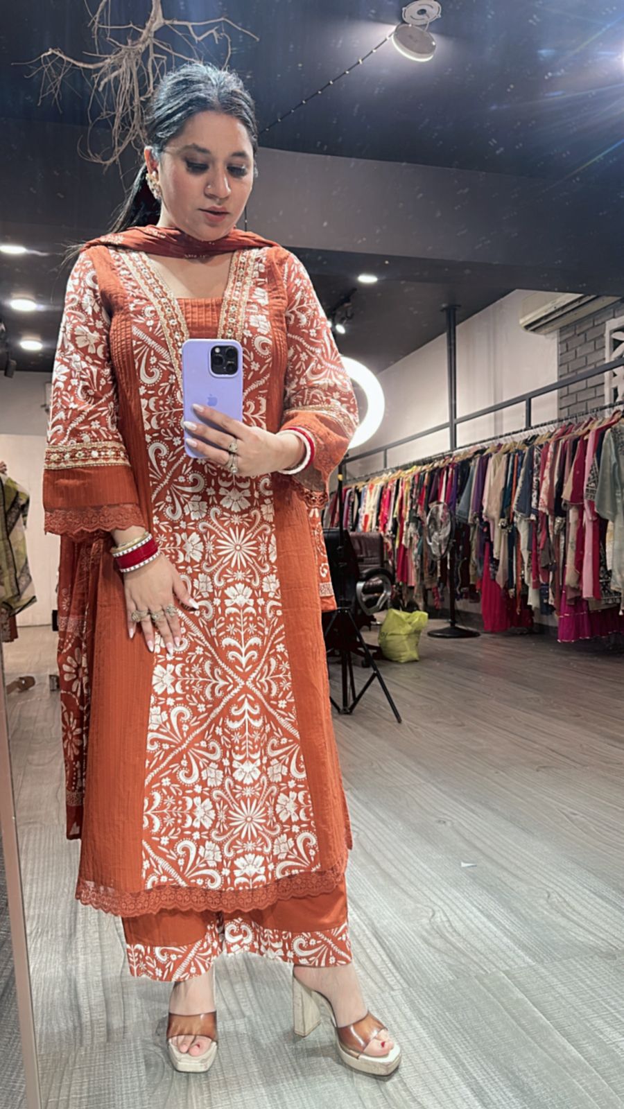 Kashish Rust Designer Cotton suit