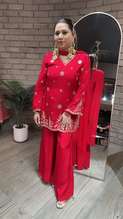 Festival Red Plazoo Designer Suit