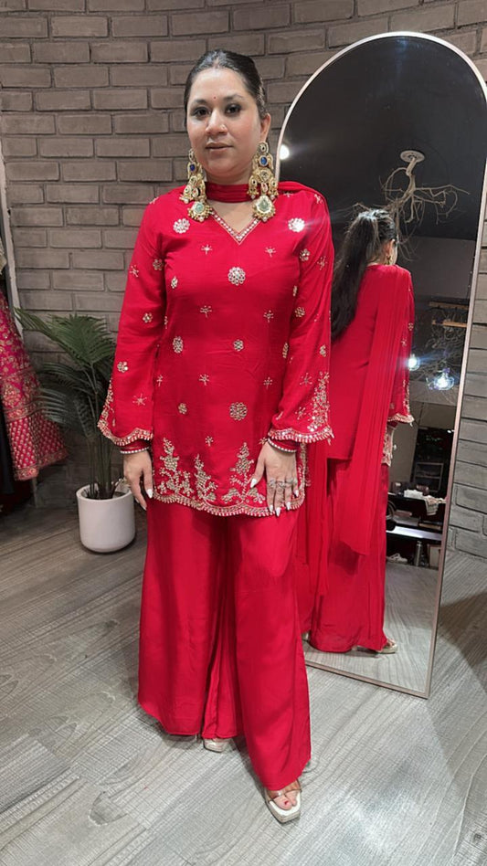 Festival Red Plazoo Designer Suit