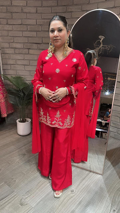 Festival Red Plazoo Designer Suit