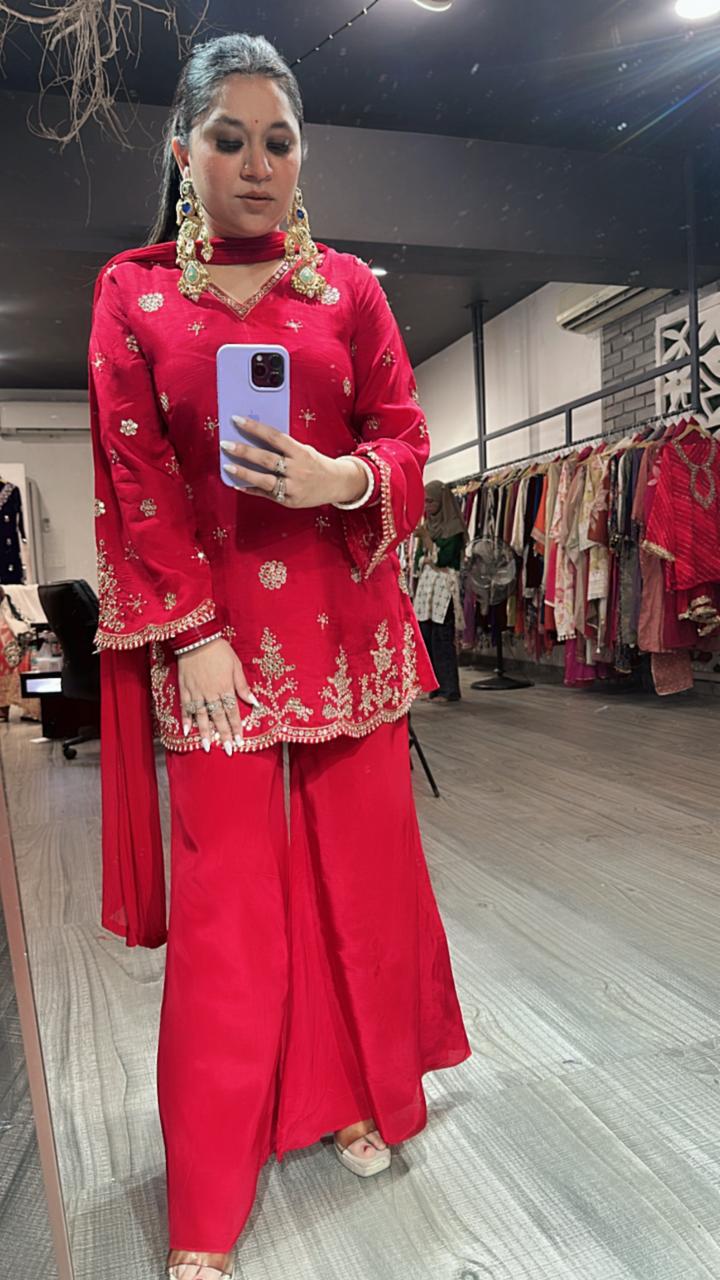 Festival Red Plazoo Designer Suit