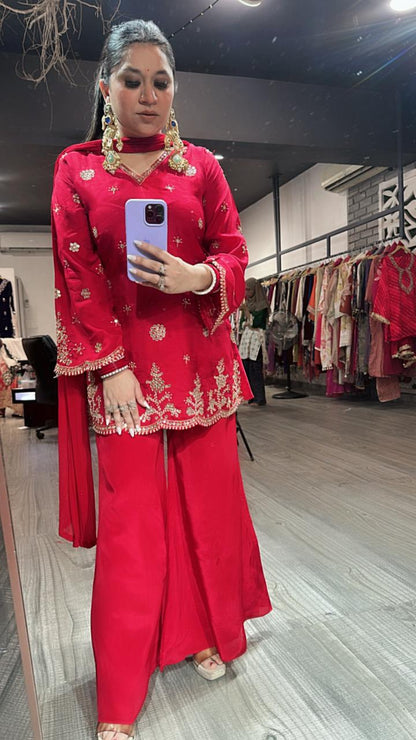 Festival Red Plazoo Designer Suit