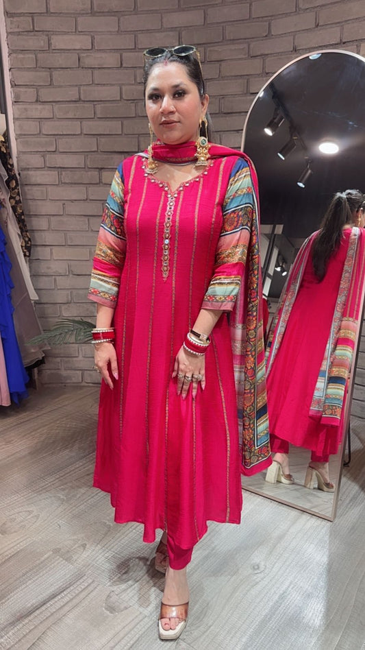 Kwalli Pink Anarkali Suit