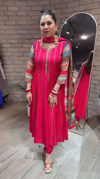 Kwalli Pink Anarkali Suit