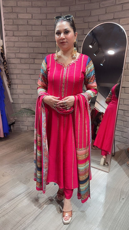 Kwalli Pink Anarkali Suit