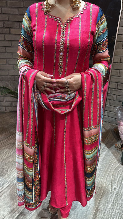 Kwalli Pink Anarkali Suit