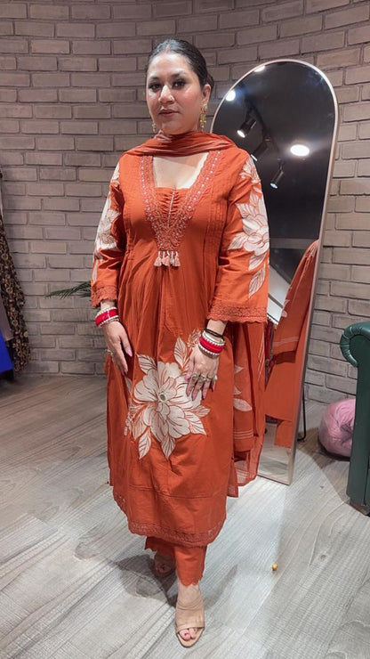 Kalakhata Rust Cotton suit