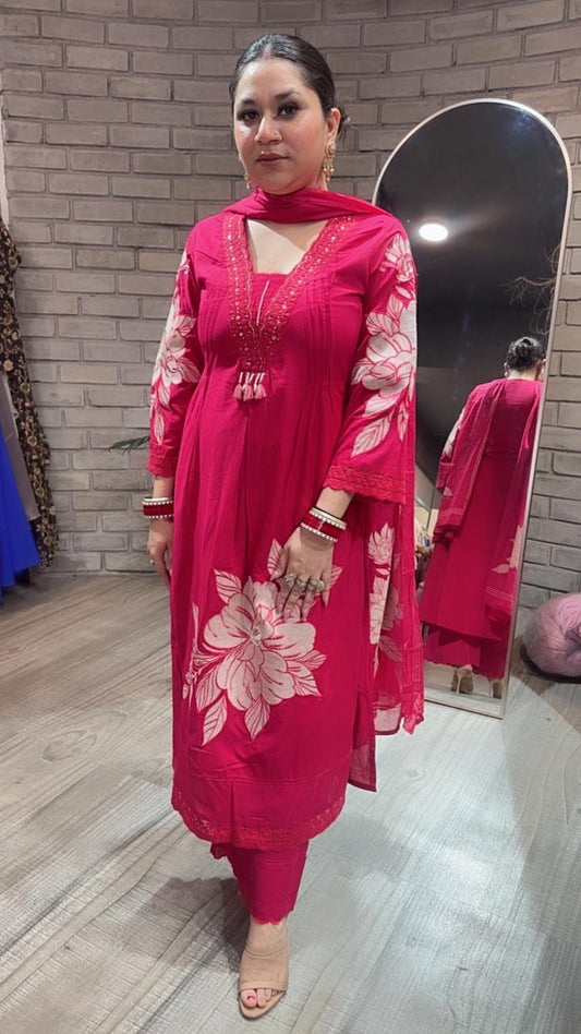 Kalakhata pink Cotton suit