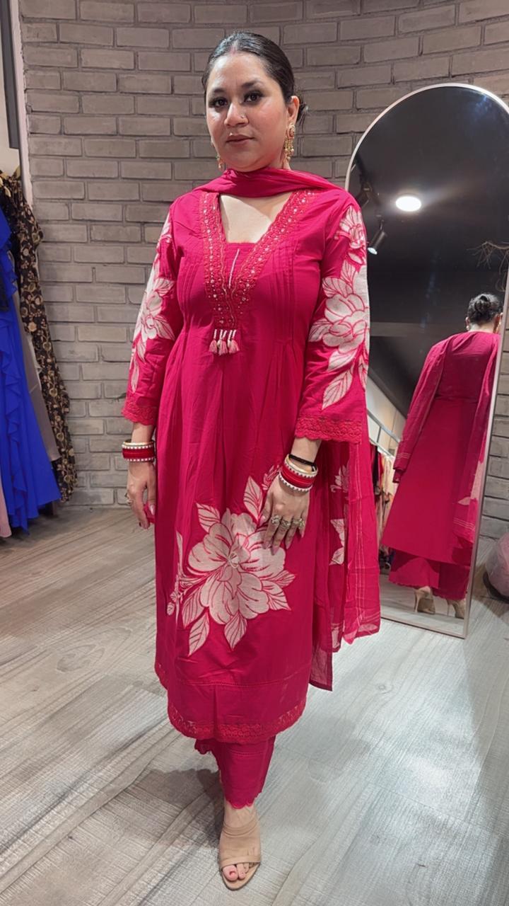 Kalakhata pink Cotton suit