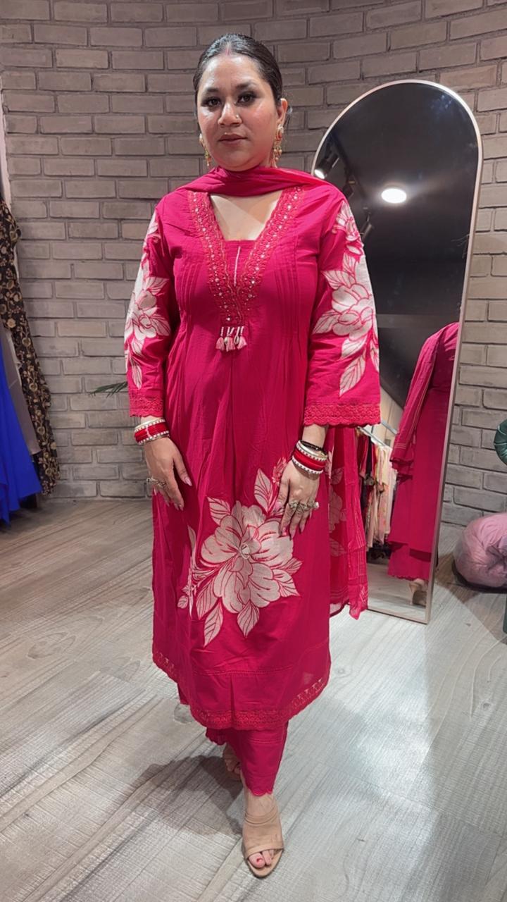 Kalakhata pink Cotton suit