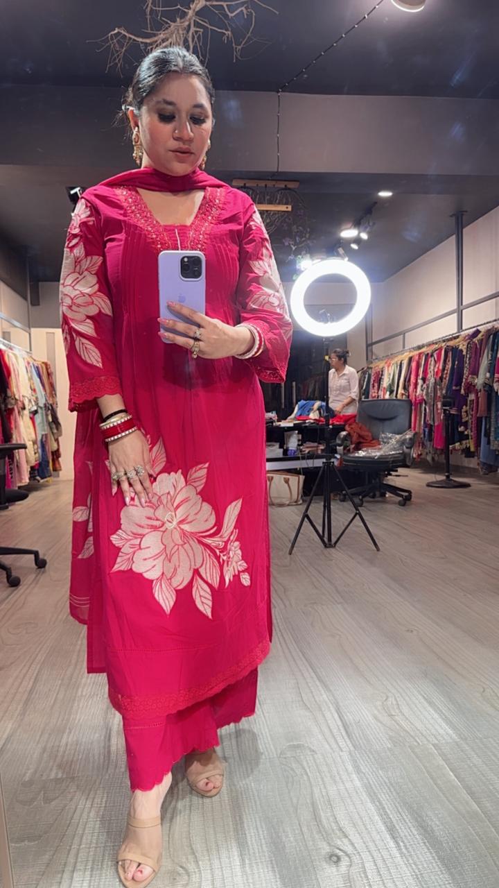 Kalakhata pink Cotton suit