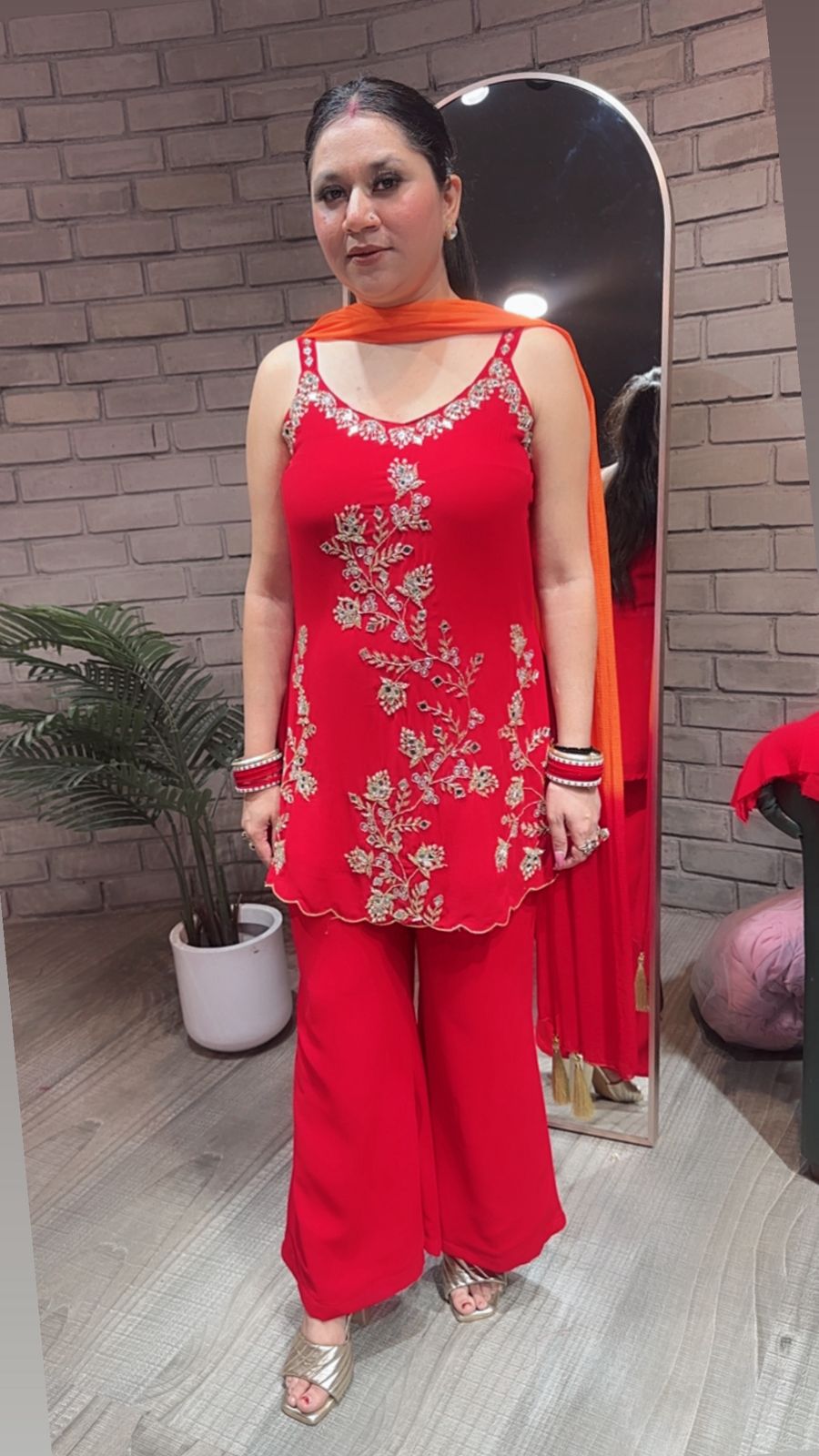 Dulhania Red Strapy katdana suit