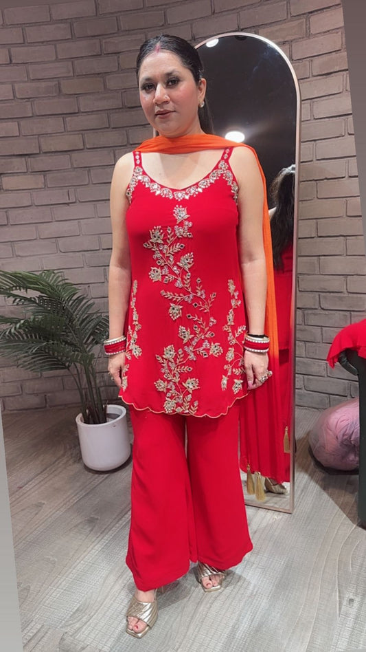 Dulhania Red Strapy katdana suit