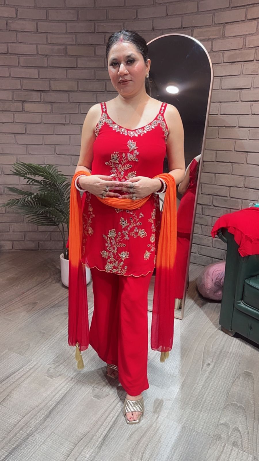 Dulhania Red Strapy katdana suit
