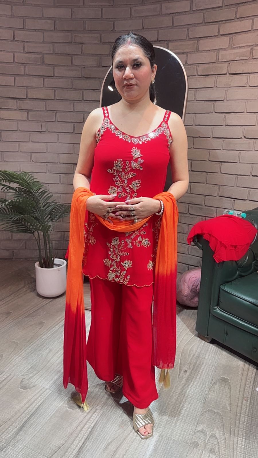 Dulhania Red Strapy katdana suit