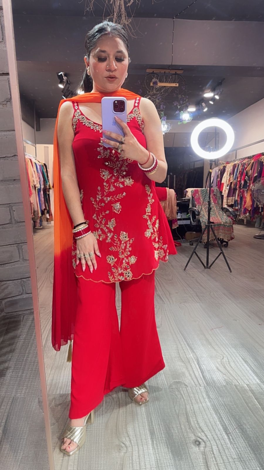 Dulhania Red Strapy katdana suit