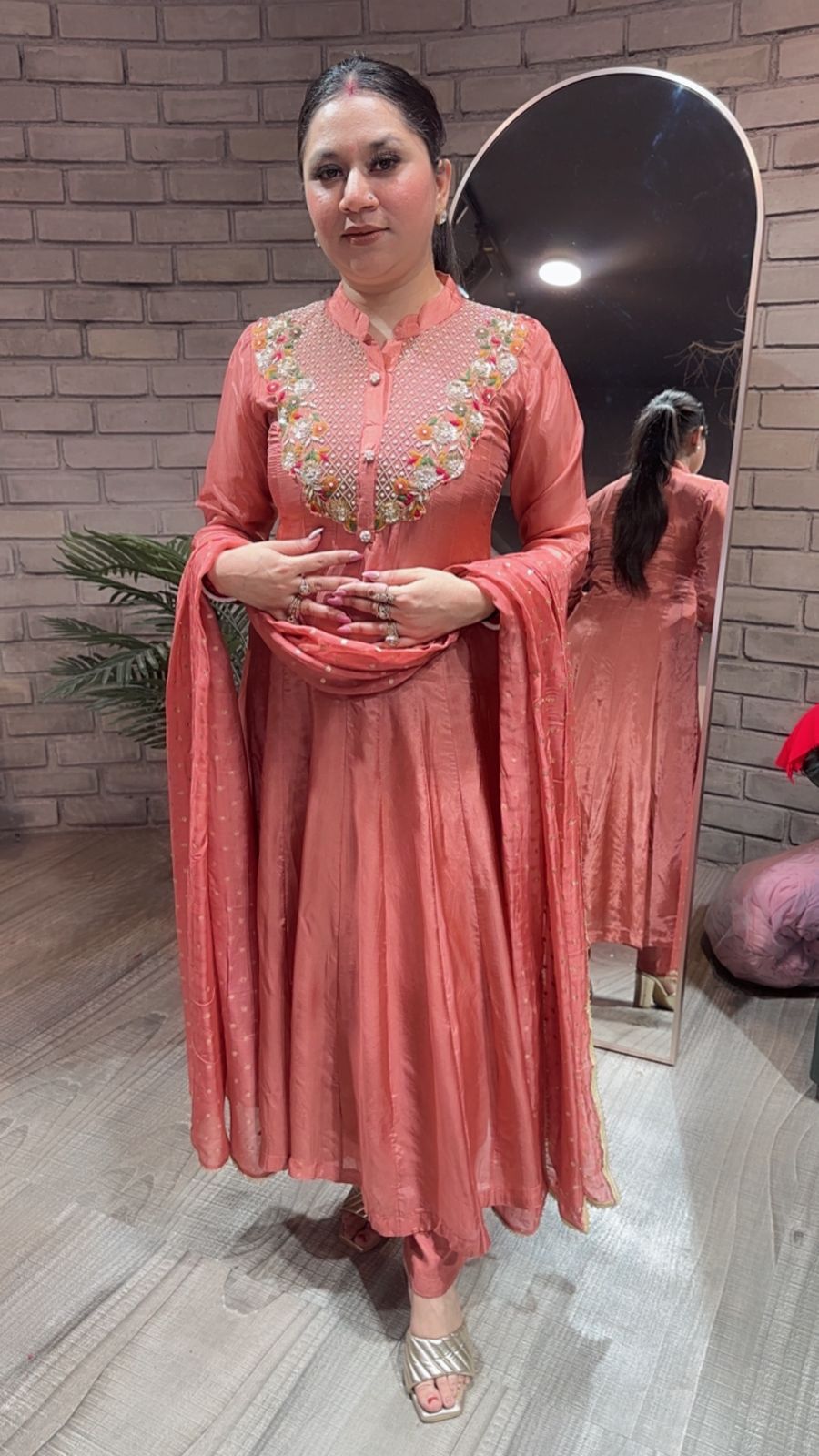Deewani Rust Hand work Anarkali Suit