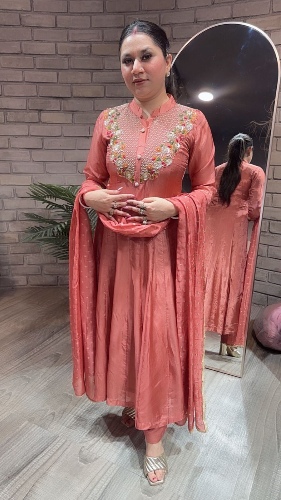 Deewani Rust Hand work Anarkali Suit