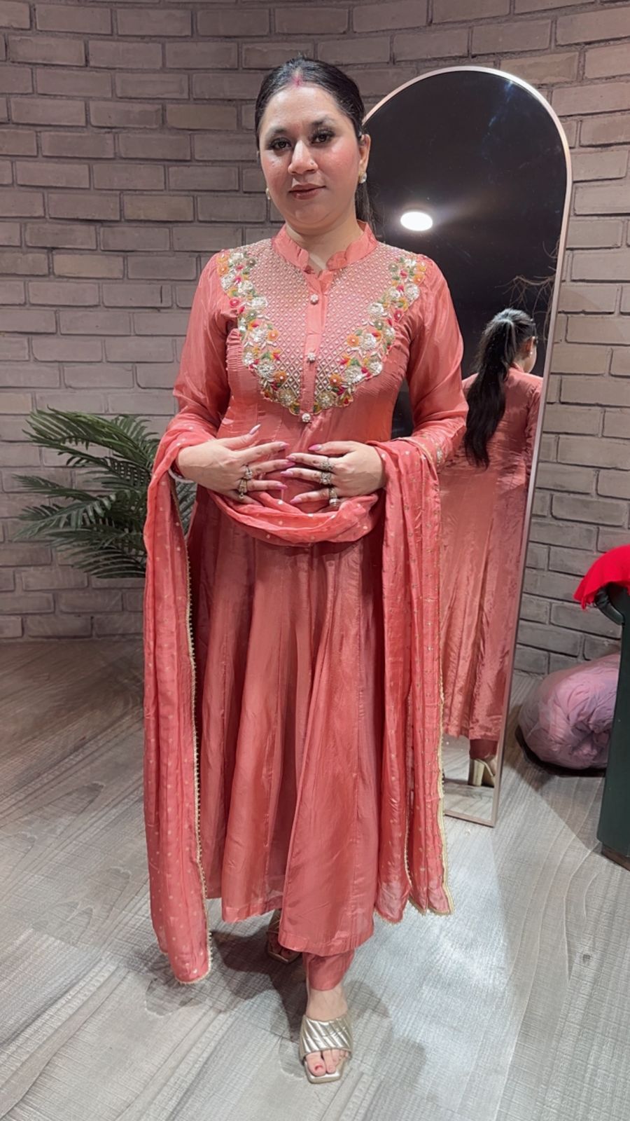 Deewani Rust Hand work Anarkali Suit