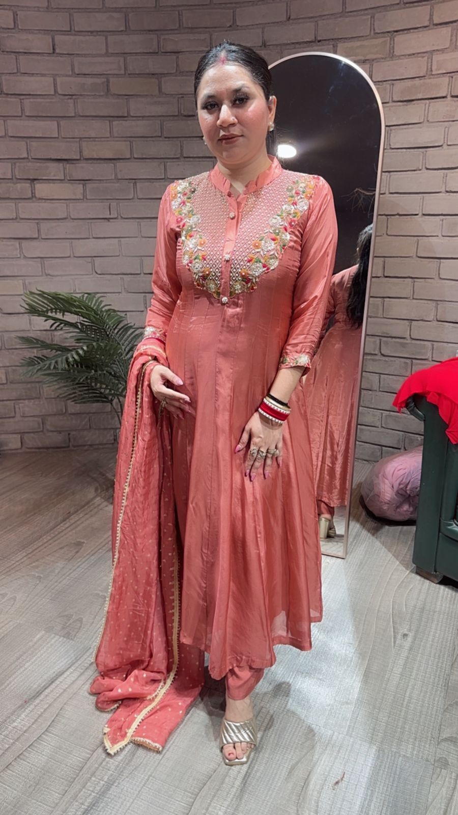 Deewani Rust Hand work Anarkali Suit