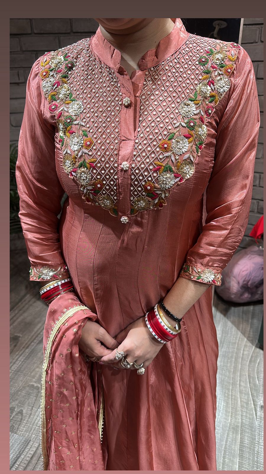 Deewani Rust Hand work Anarkali Suit