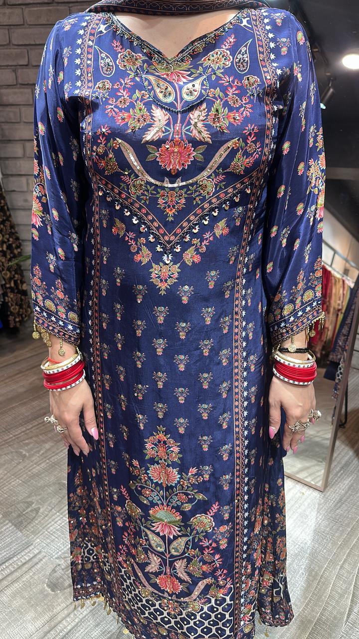 Tadap Navy Blue C-Cut Digital Suit